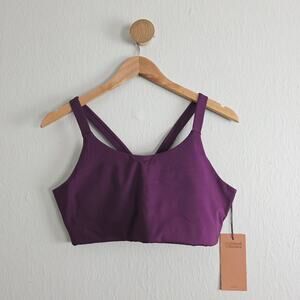 NWT Girlfriend Collective Lou V-Back Sports Bra Deep Plum Purple XL Padded NEW
